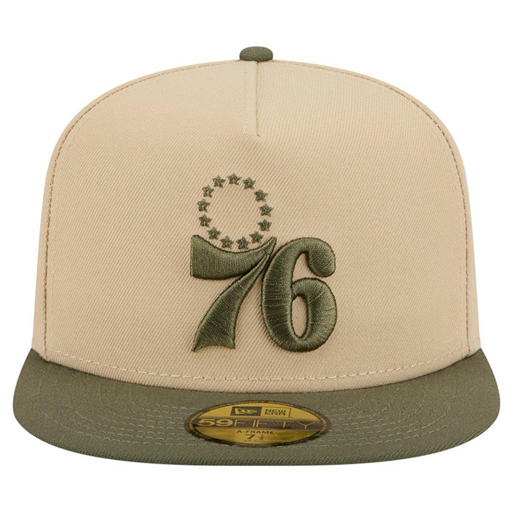 Philadelphia 76ers Color Pack Two-Tone 59FIFTY A-Frame Fitted Hat Tan | New Era online
