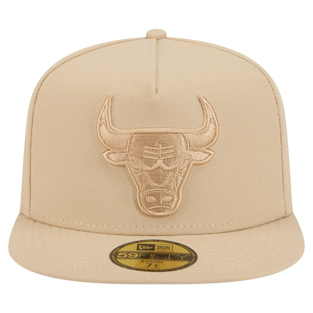 Chicago Bulls Color Pack A-Frame 59FIFTY Fitted Hat Khaki | New Era for sale