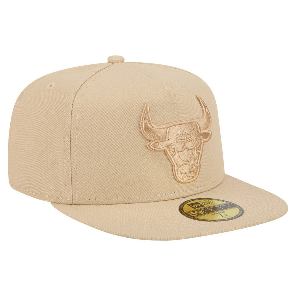 Chicago Bulls Color Pack A-Frame 59FIFTY Fitted Hat Khaki | New Era for sale