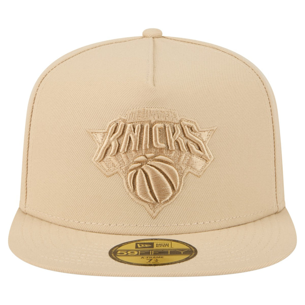 New York Knicks Color Pack A-Frame 59FIFTY Fitted Hat Khaki | New Era discount