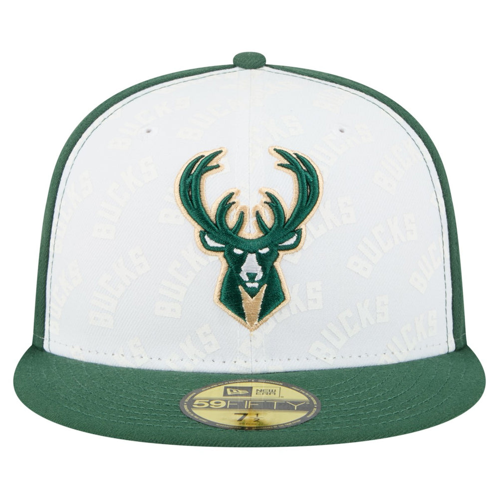 Milwaukee Bucks Repeat 59Fifty Fitted Hat White/Hunter Green | New Era discount
