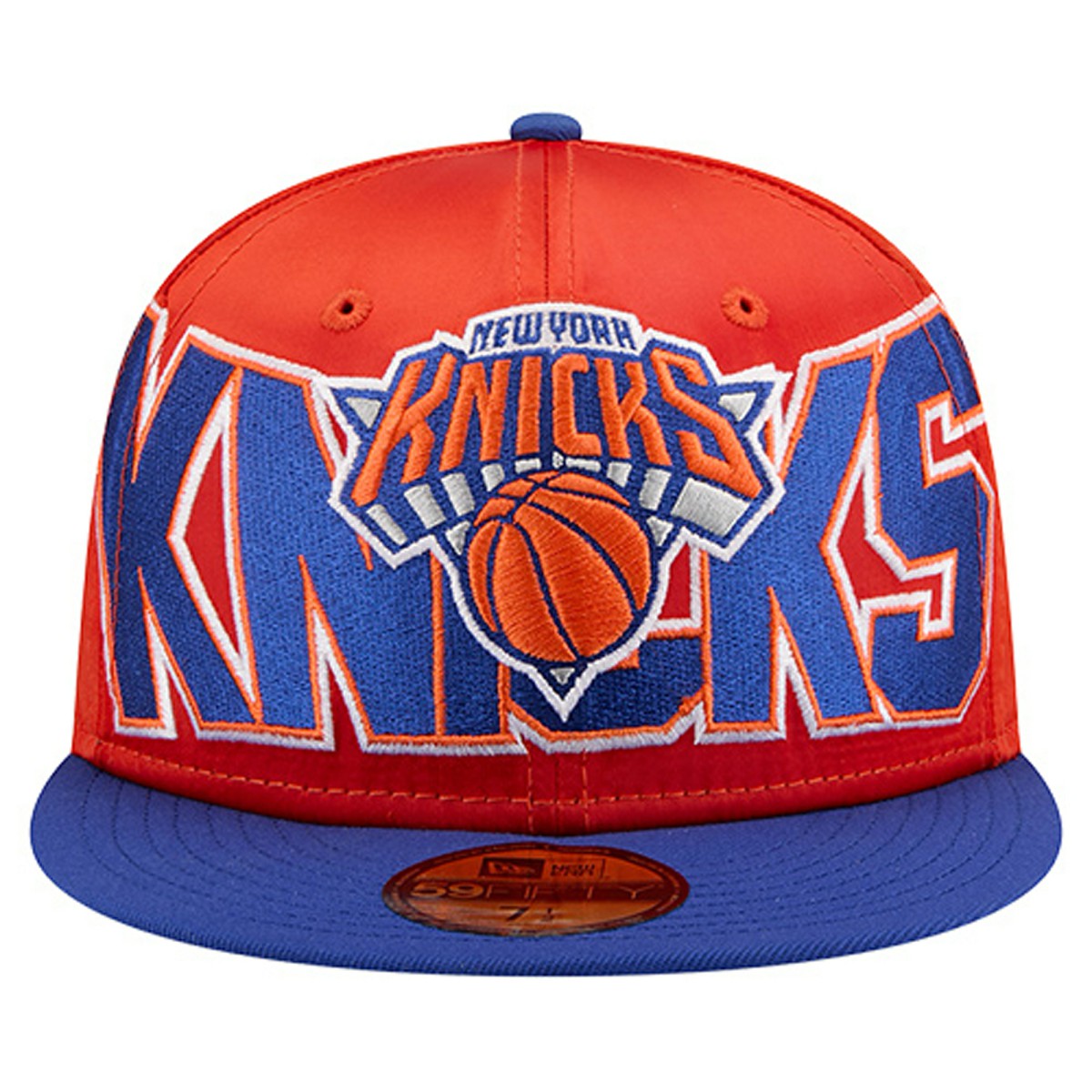 New York Knicks Satin Two-Tone 59FIFTY Fitted Hat Orange/Blue | New Era