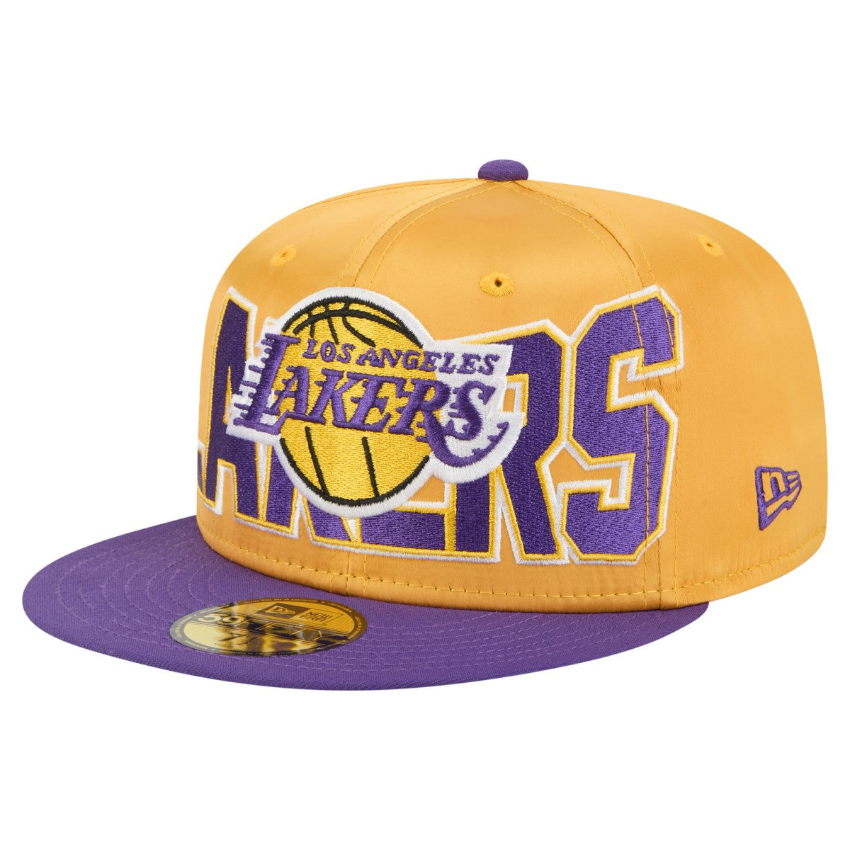 Los Angeles Lakers Satin Two-Tone 59FIFTY Fitted Hat Gold/Purple | New Era