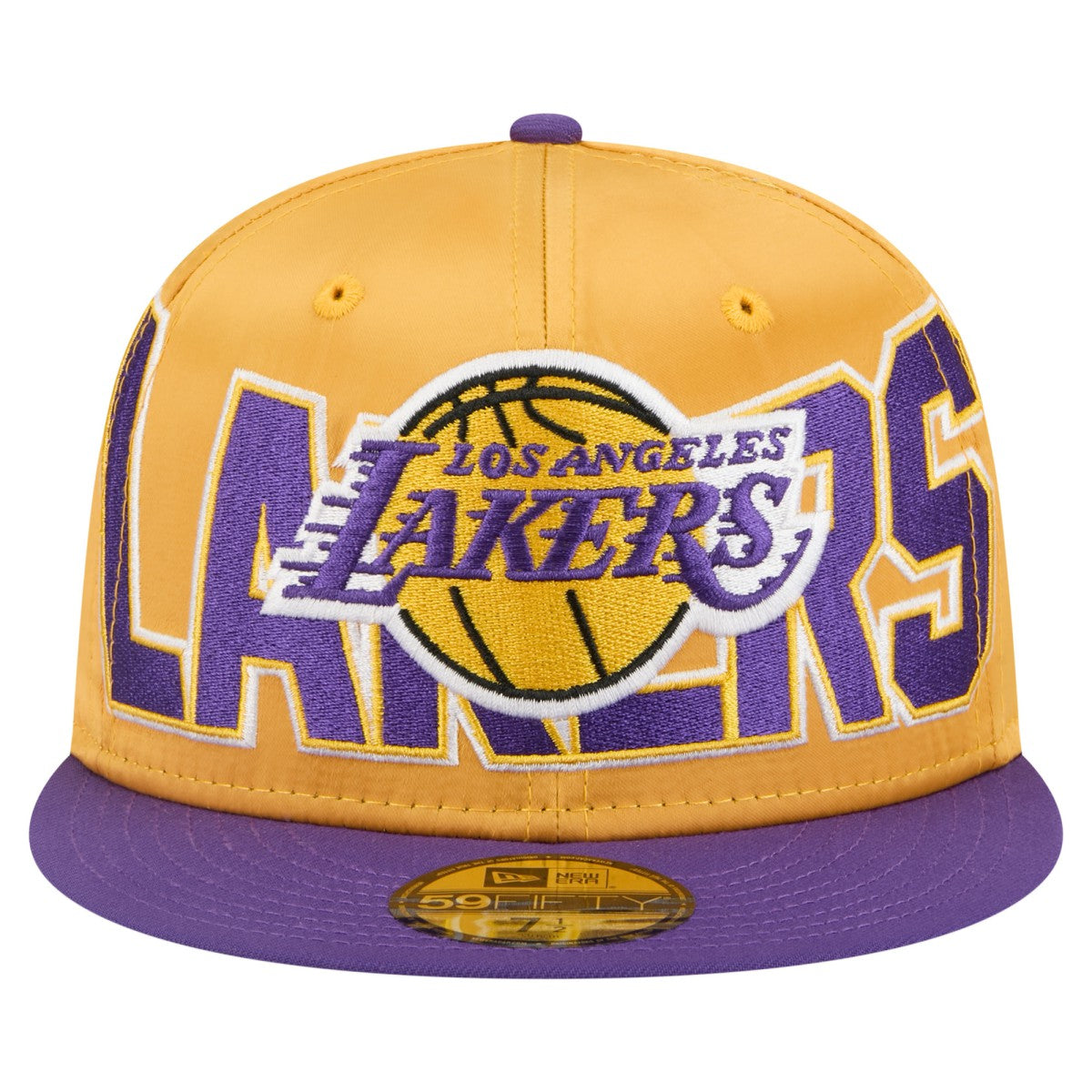 Los Angeles Lakers Satin Two-Tone 59FIFTY Fitted Hat Gold/Purple | New Era