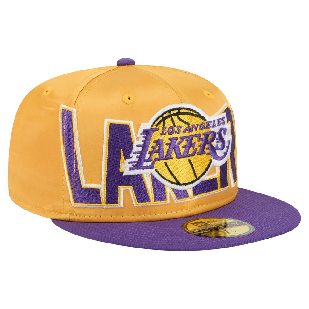 Los Angeles Lakers Satin Two-Tone 59FIFTY Fitted Hat Gold/Purple | New Era