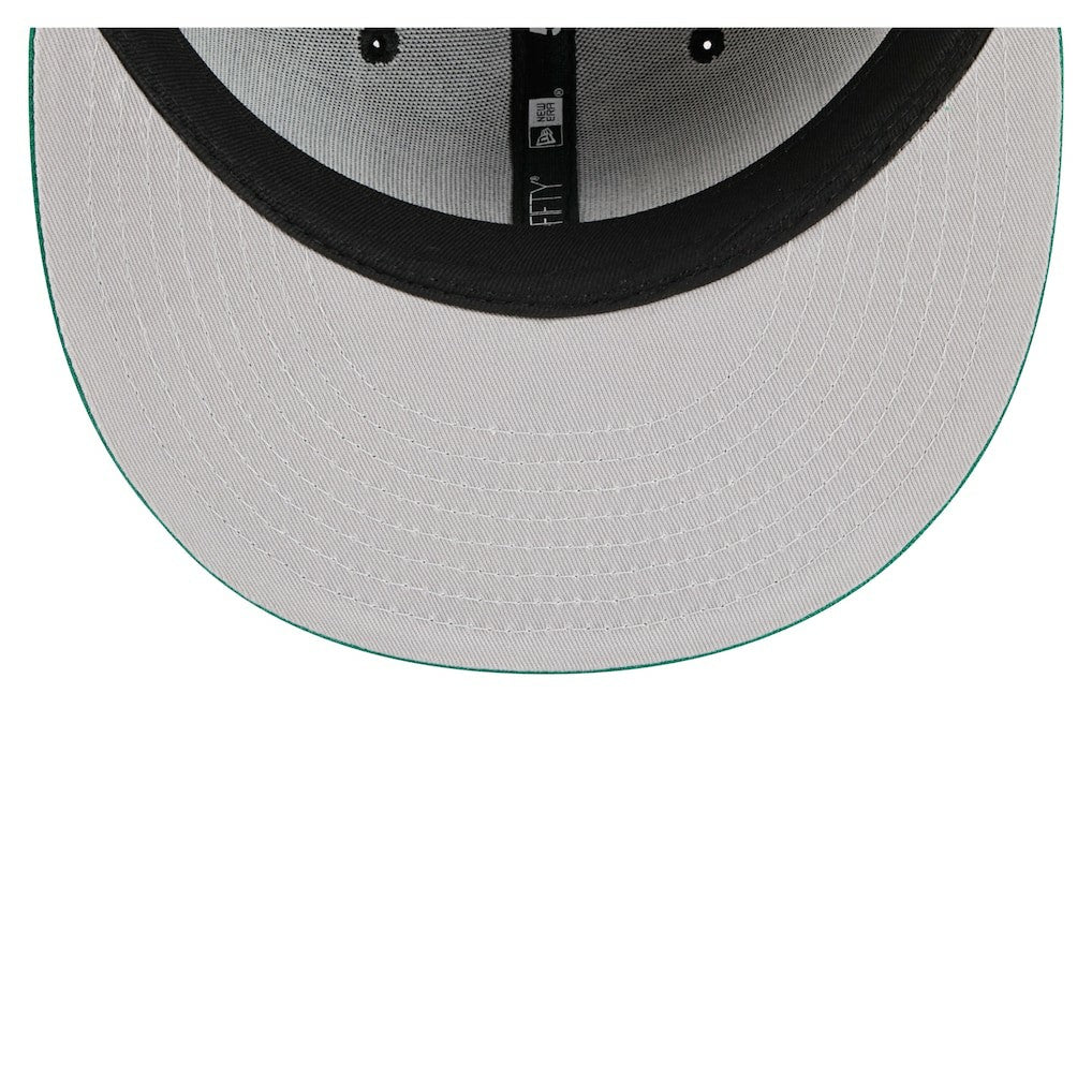 Boston Celtics Satin Two-Tone 59FIFTY Fitted Hat Black/Kelly Green | New Era Near Me