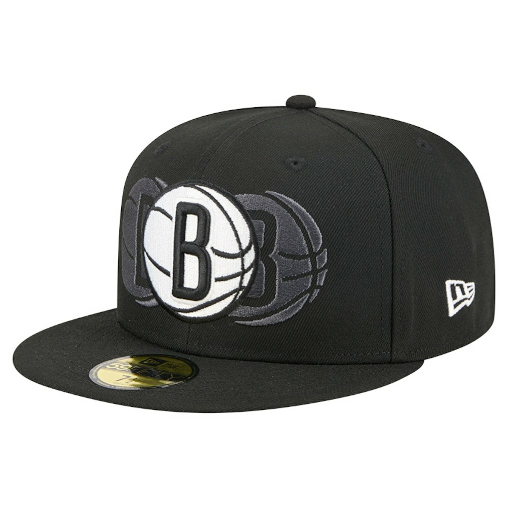 Brooklyn Nets Tri-Hit 59Fifty Fitted Hat Black | New Era