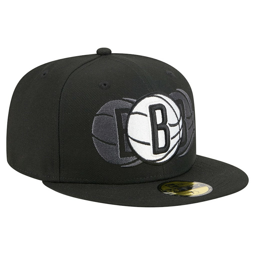 Brooklyn Nets Tri-Hit 59Fifty Fitted Hat Black | New Era