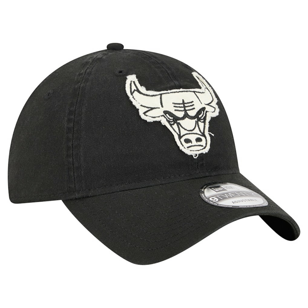 Chicago Bulls Stamp Fabric Applique 9TWENTY Adjustable Hat Black | New Era for sale