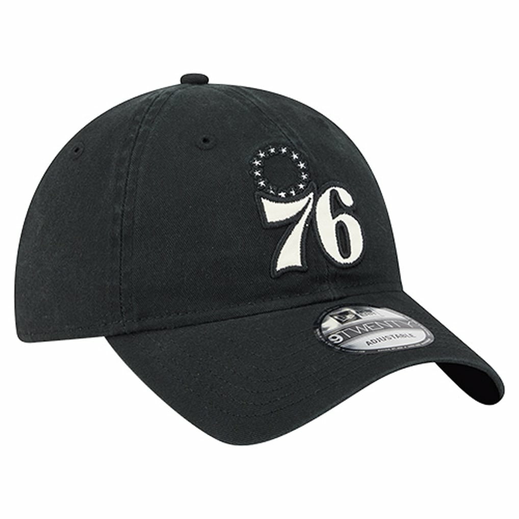 Philadelphia 76ers Stamp Fabric Applique 9TWENTY Adjustable Hat Black | New Era US