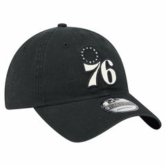 Philadelphia 76ers Stamp Fabric Applique 9TWENTY Adjustable Hat Black | New Era US
