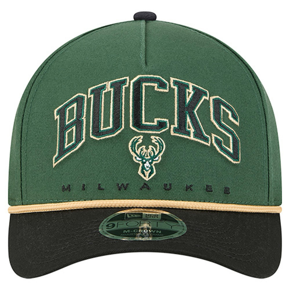 Milwaukee Bucks Bold Arch COOLERA 9FORTY A-Frame M-Crown Adjustable Hat Hunter Green | New Era Near Me