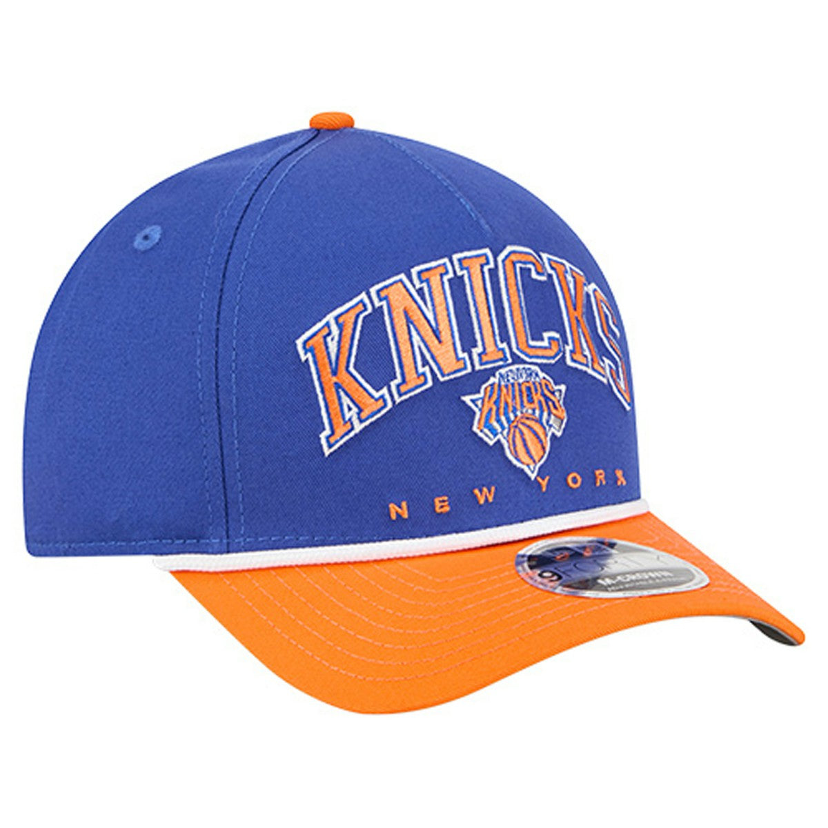 New York Knicks Bold Arch COOLERA 9FORTY A-Frame M-Crown Adjustable Hat Blue | New Era US
