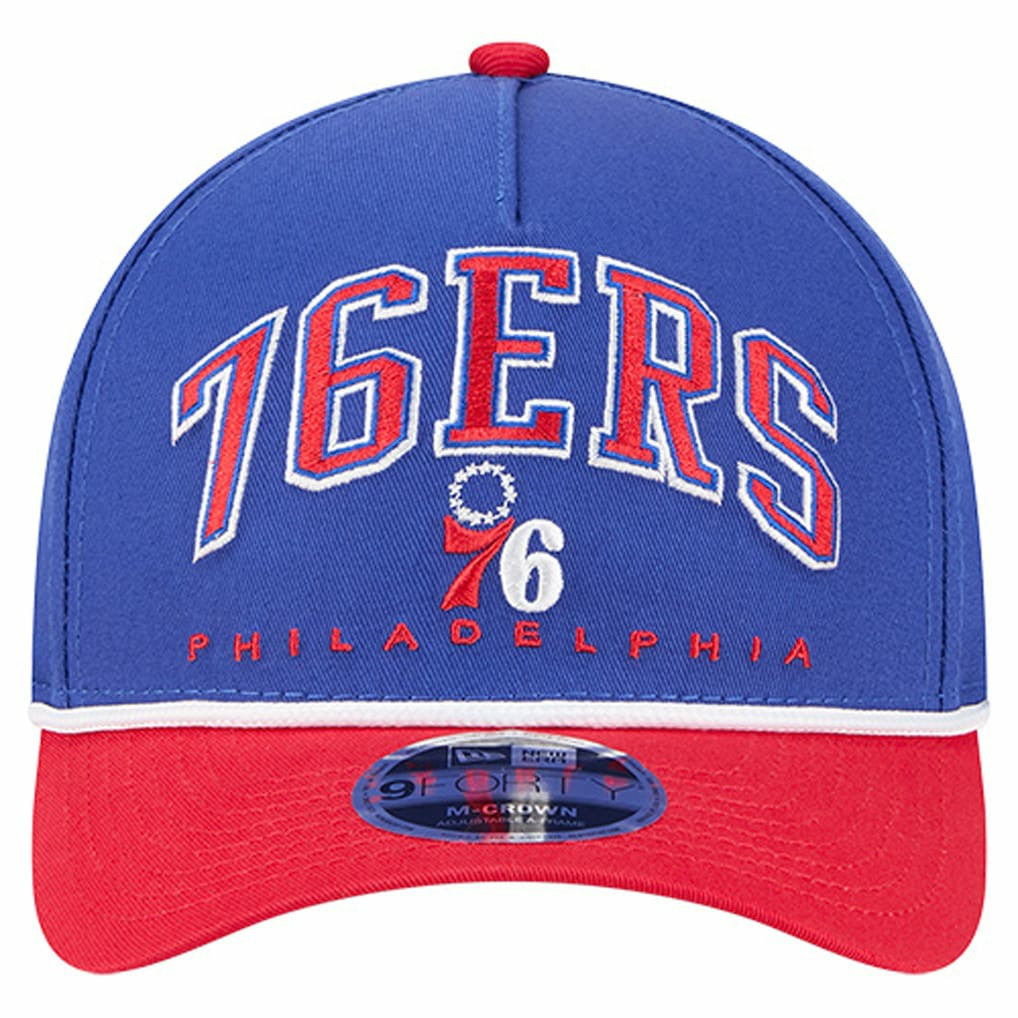 Philadelphia 76ers Bold Arch COOLERA 9FORTY A-Frame M-Crown Adjustable Hat Royal | New Era