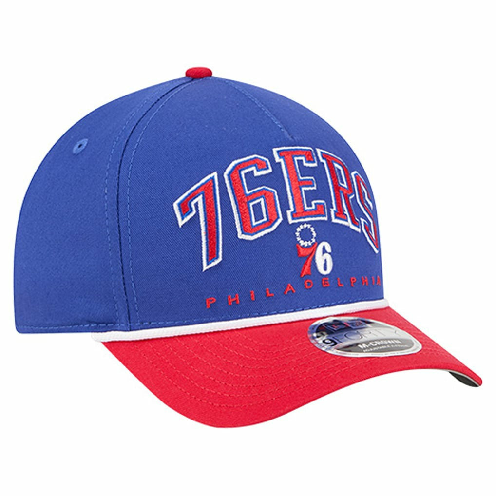 Philadelphia 76ers Bold Arch COOLERA 9FORTY A-Frame M-Crown Adjustable Hat Royal | New Era