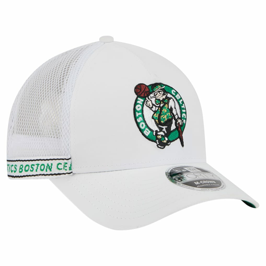 Boston Celtics Featherweight Team Tape 9FORTY M-Crown A-Frame Adjustable Hat White | New Era Lifestyle
