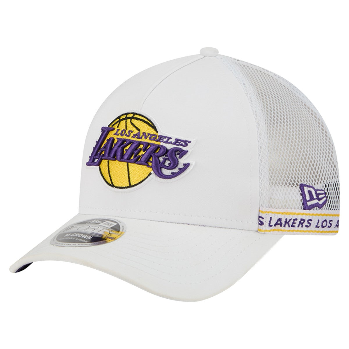 Los Angeles Lakers Featherweight Team Tape 9FORTY M-Crown A-Frame Adjustable Hat White | New Era
