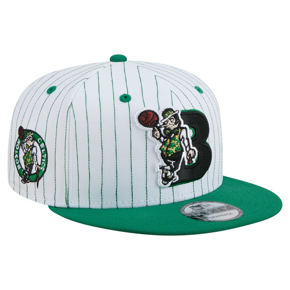 Boston Celtics Deceptor Pinstripe 9FIFTY Snapback Hat White | New Era