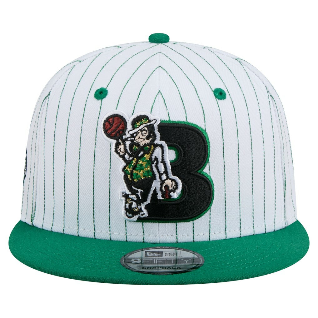 Boston Celtics Deceptor Pinstripe 9FIFTY Snapback Hat White | New Era