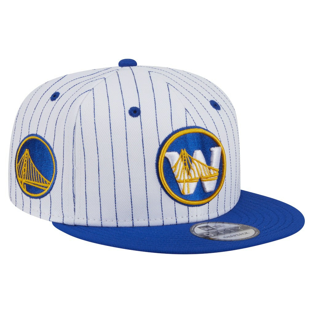 Golden State Warriors Deceptor Pinstripe 9FIFTY Snapback Hat for sale White | New Era outlet