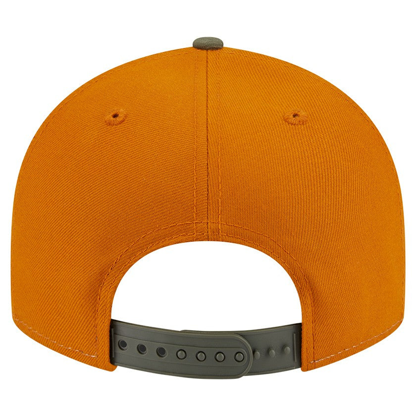 Los Angeles Lakers Two-Tone Color Pack Split Panel 9FIFTY Adjustable Hat Olive/Burnt Orange | New Era Near Me