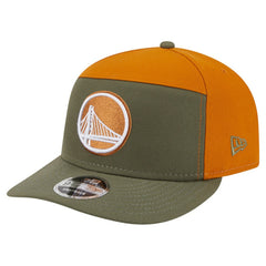 Golden State Warriors Two-Tone Color Pack Split Panel 9FIFTY Adjustable Hat for sale Olive/Burnt Orange | New Era
