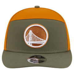 Golden State Warriors Two-Tone Color Pack Split Panel 9FIFTY Adjustable Hat for sale Olive/Burnt Orange | New Era