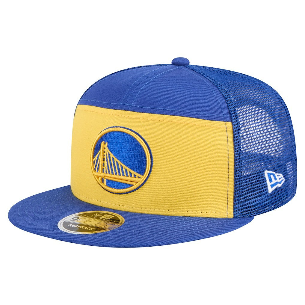 Golden State Warriors Outdoor Split Panel 9FIFTY Snapback Hat for sale Gold/Royal | New Era US