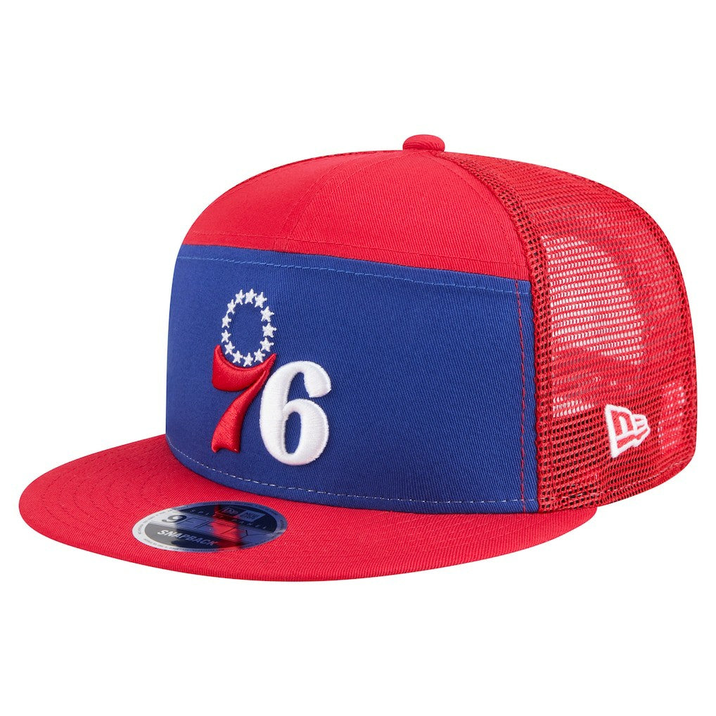 Philadelphia 76ers Outdoor Split Panel 9FIFTY Snapback Hat Royal/Red | New Era for sale