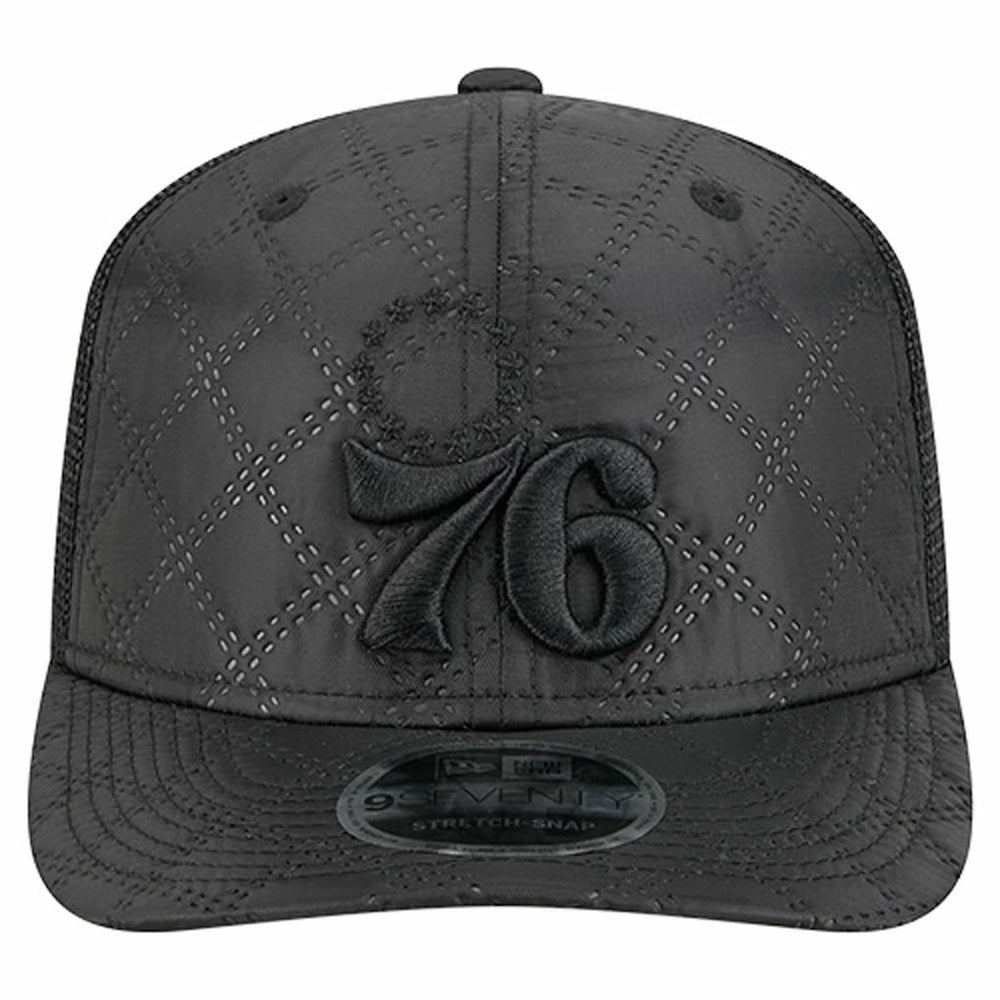 Philadelphia 76ers Quilted 9SEVENTY Trucker Adjustable Hat Black | New Era outlet
