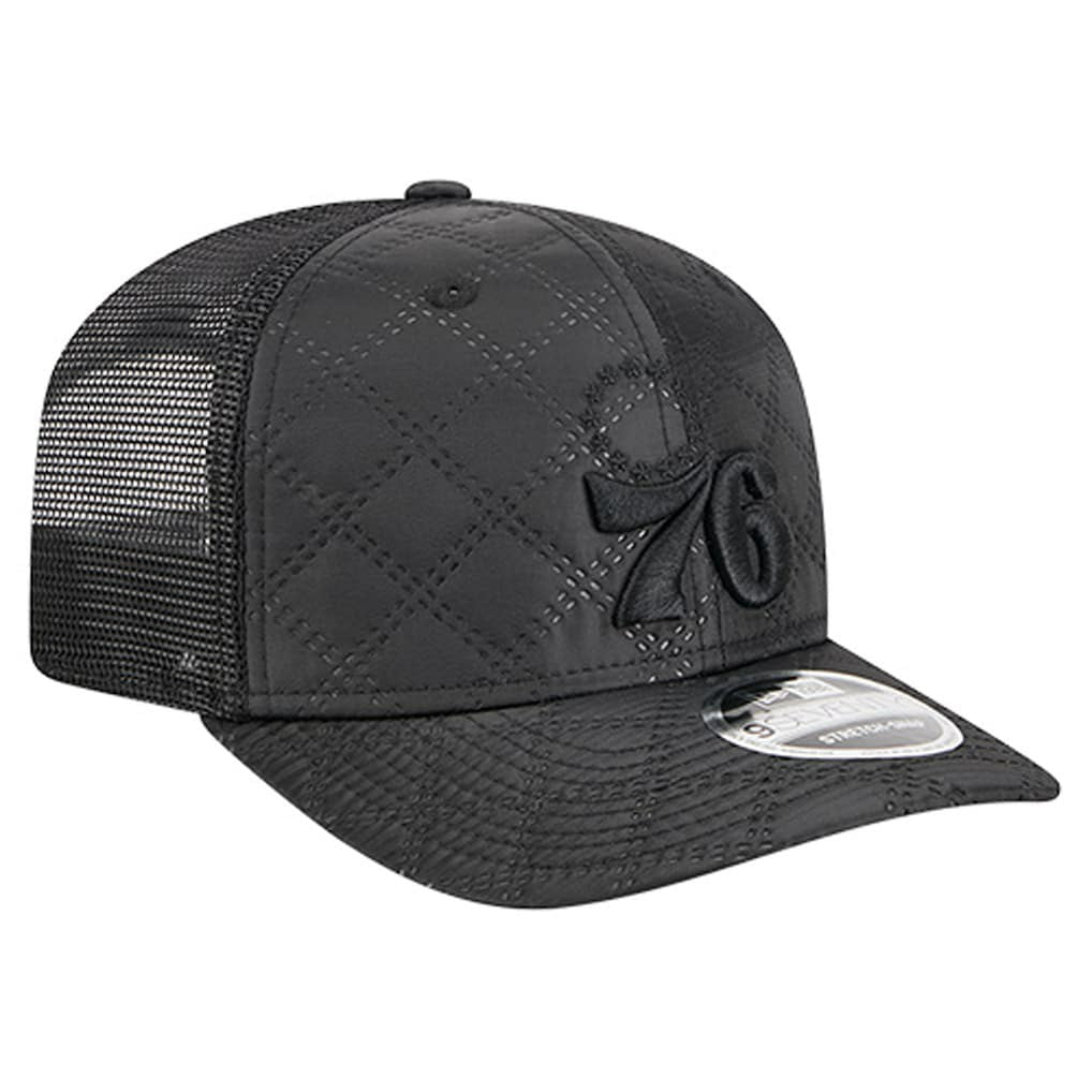 Philadelphia 76ers Quilted 9SEVENTY Trucker Adjustable Hat Black | New Era outlet