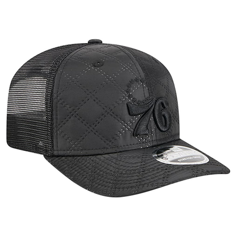 Philadelphia 76ers Quilted 9SEVENTY Trucker Adjustable Hat Black | New Era outlet