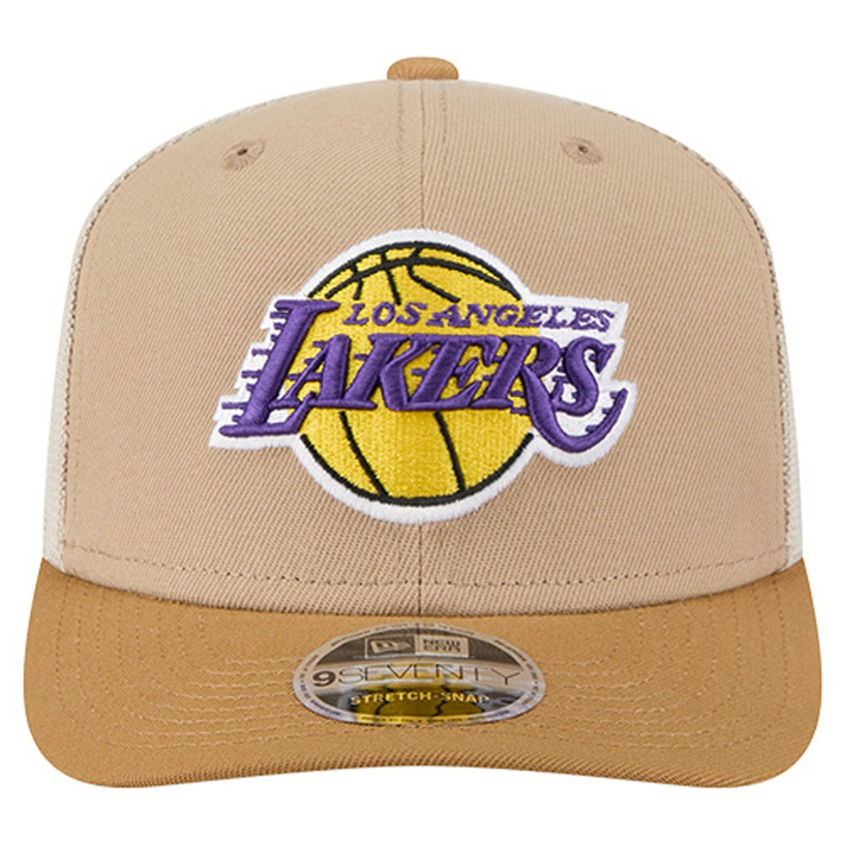 Los Angeles Lakers Two-Tone 9SEVENTY Adjustable Trucker Hat Tan/Light Brown | New Era
