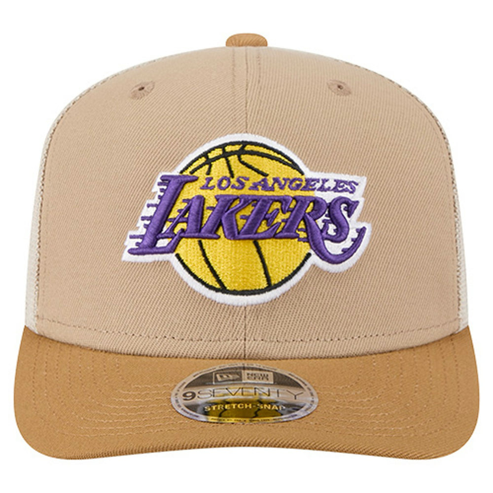 Los Angeles Lakers Two-Tone 9SEVENTY Adjustable Trucker Hat Tan/Light Brown | New Era