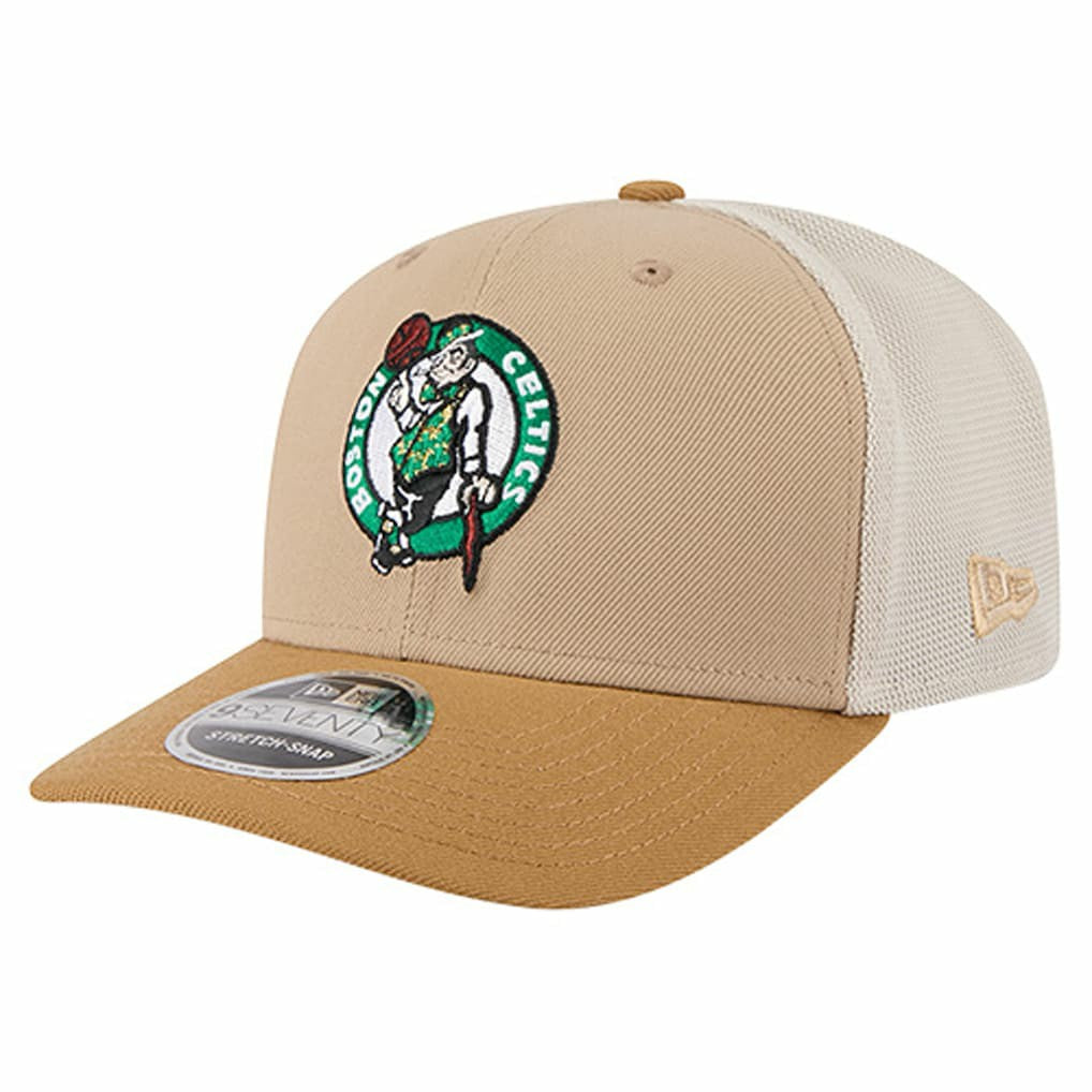 Boston Celtics Two-Tone 9SEVENTY Adjustable Trucker Hat Tan/Light Brown | New Era online