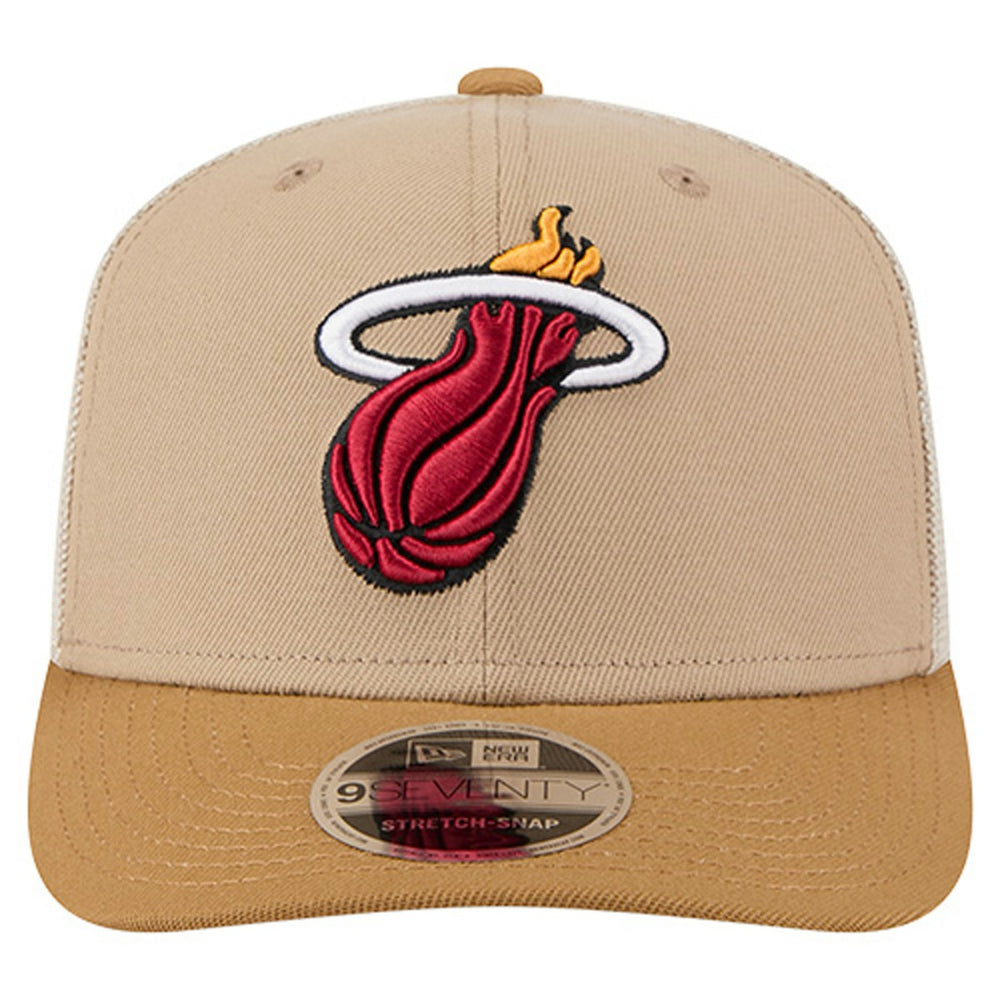 Miami Heat Two-Tone 9SEVENTY Adjustable Trucker Hat Tan/Light Brown | New Era discount