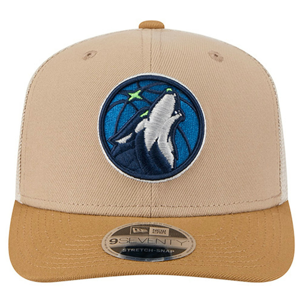 Minnesota Timberwolves Two-Tone 9SEVENTY Adjustable Trucker Hat Tan/Light Brown | New Era outlet