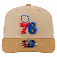 Philadelphia 76ers Two-Tone 9SEVENTY Adjustable Trucker Hat Tan/Light Brown | New Era US