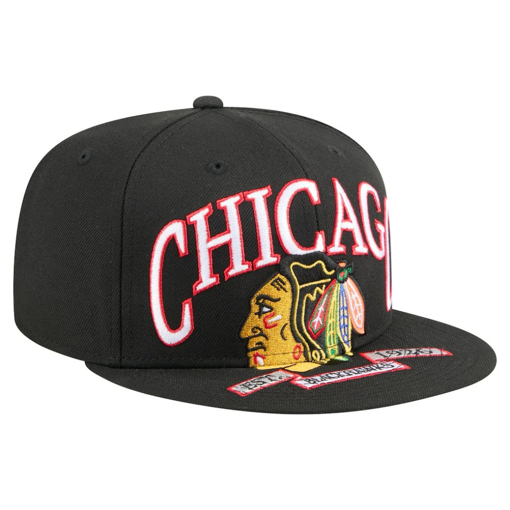 Chicago Blackhawks New Era Oversized Vintage Arch 59Fifty Fitted Hat - Black - NHL 202715404