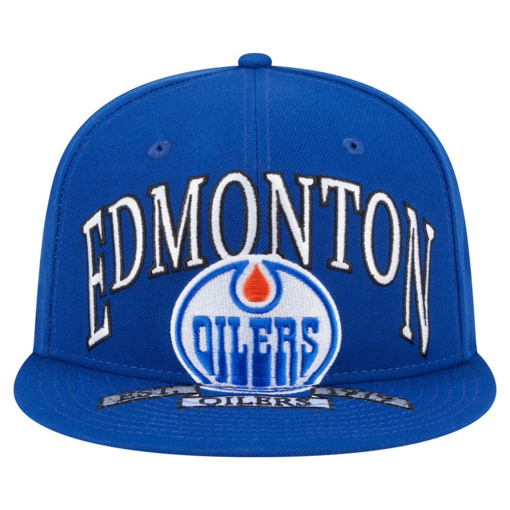 Edmonton Oilers New Era Oversized Vintage Arch 59Fifty Fitted Hat - Royal - NHL 202715408