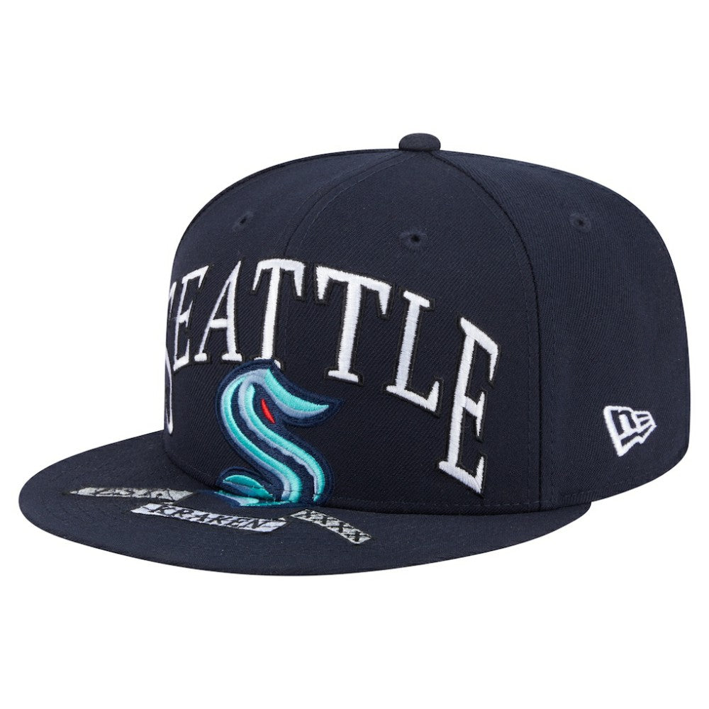 Seattle Kraken New Era Oversized Vintage Arch 59Fifty Fitted Hat - Deep Sea Blue - NHL 202715419