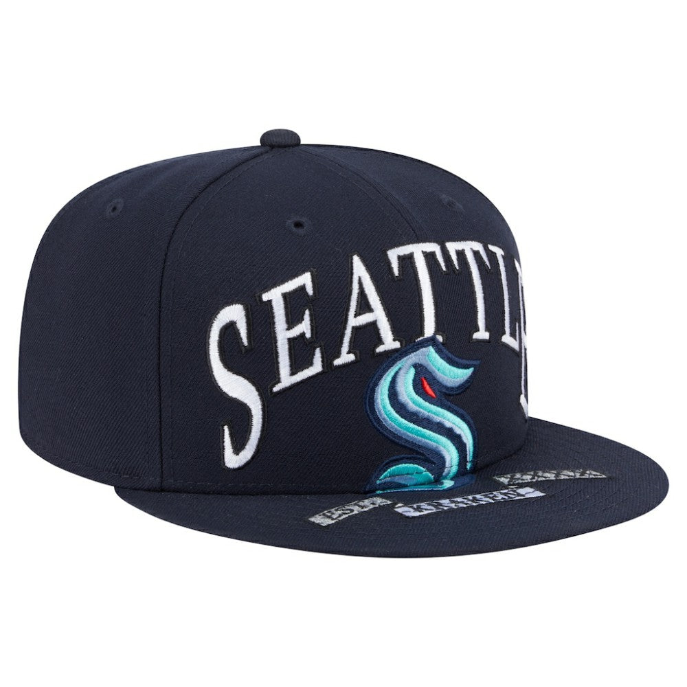 Seattle Kraken New Era Oversized Vintage Arch 59Fifty Fitted Hat - Deep Sea Blue - NHL 202715419