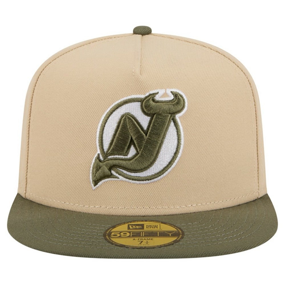 New Jersey Devils New Era Color Pack Two-Tone 59FIFTY A-Frame Fitted Hat - Tan/Olive - NHL 202715423