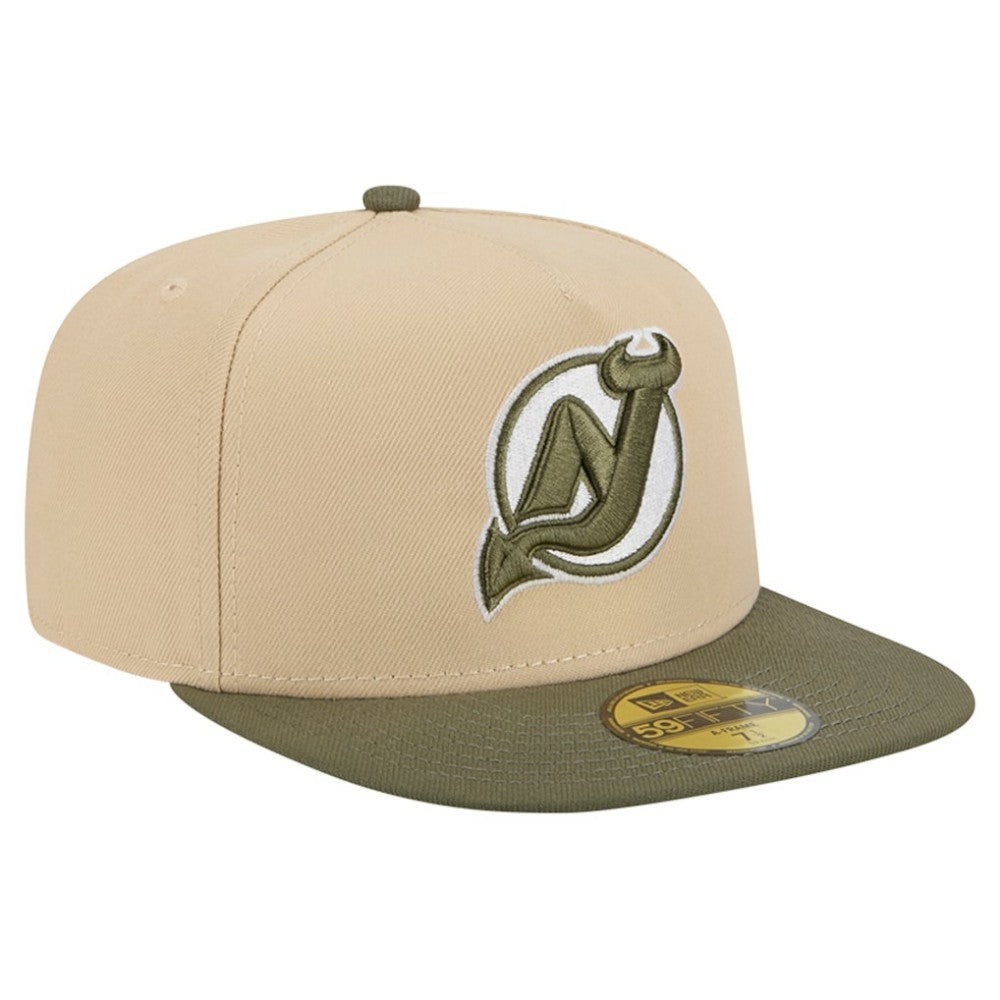 New Jersey Devils New Era Color Pack Two-Tone 59FIFTY A-Frame Fitted Hat - Tan/Olive - NHL 202715423