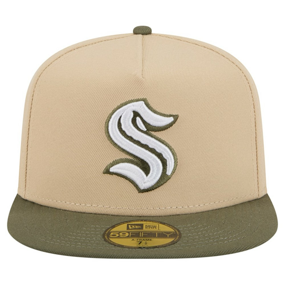 Seattle Kraken New Era Color Pack Two-Tone 59FIFTY A-Frame Fitted Hat - Tan/Olive - NHL 202715431