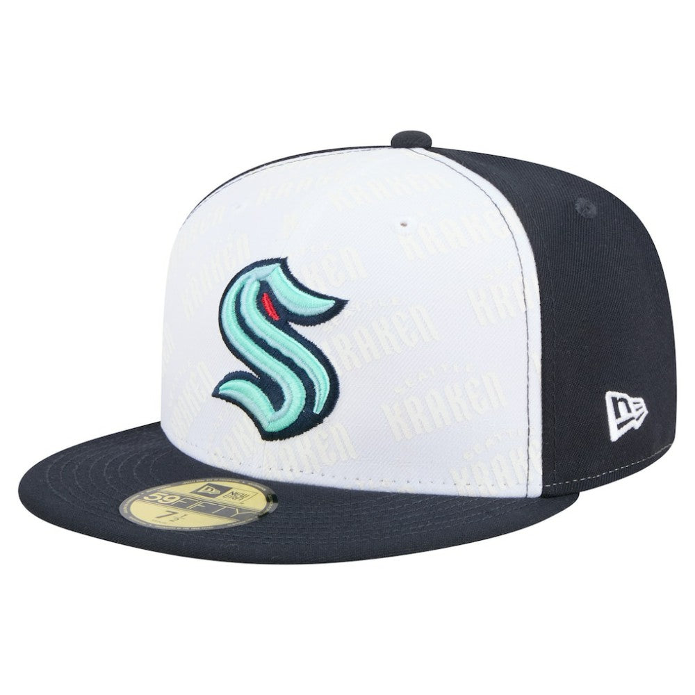 Seattle Kraken New Era Repeat Two-Tone 59FIFTY Fitted Hat - White/Deep Sea Blue - NHL 202715475