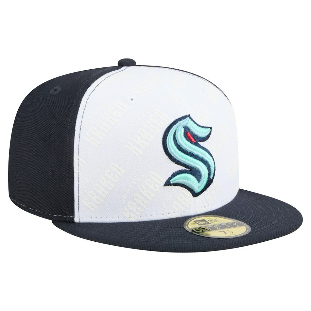 Seattle Kraken New Era Repeat Two-Tone 59FIFTY Fitted Hat - White/Deep Sea Blue - NHL 202715475