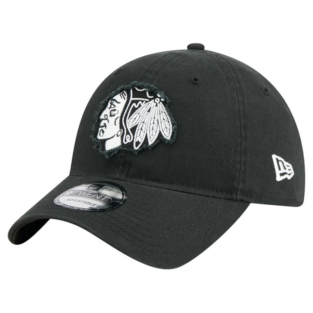 Chicago Blackhawks New Era Stamp Fabric Applique 9TWENTY Adjustable Hat - Black - NHL 202715523