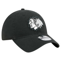 Chicago Blackhawks New Era Stamp Fabric Applique 9TWENTY Adjustable Hat - Black - NHL 202715523