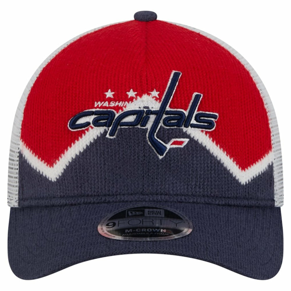 Washington Capitals New Era Hockey Sock 9FORTY A-Frame M-Crown Adjustable Trucker Hat - Navy/Red - NHL 202715527